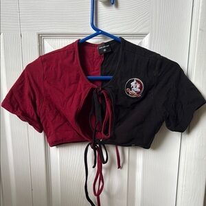 FSU Game Day Cropped Tie-Front Top